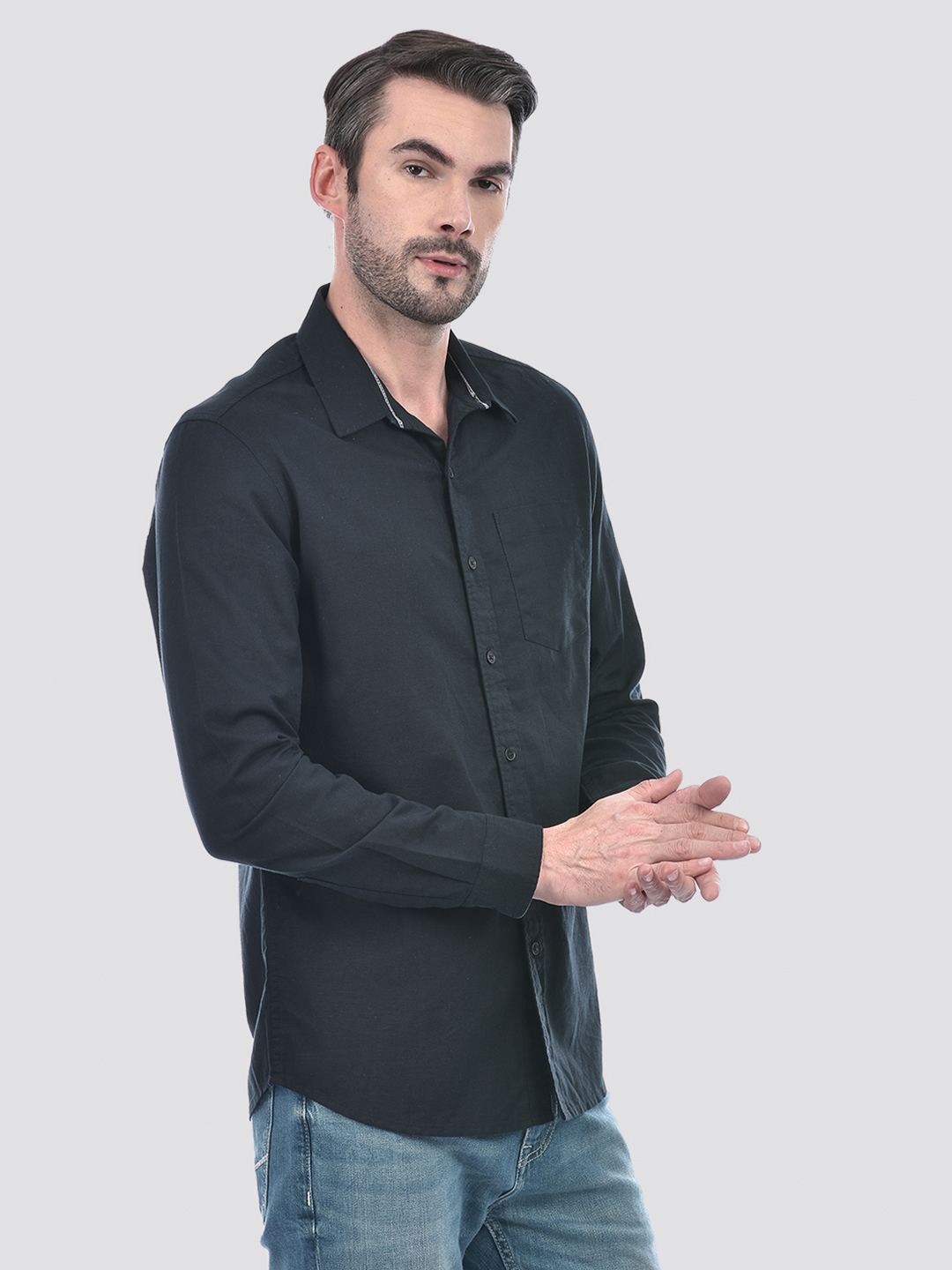 Numero Uno Men Solid Black Shirt